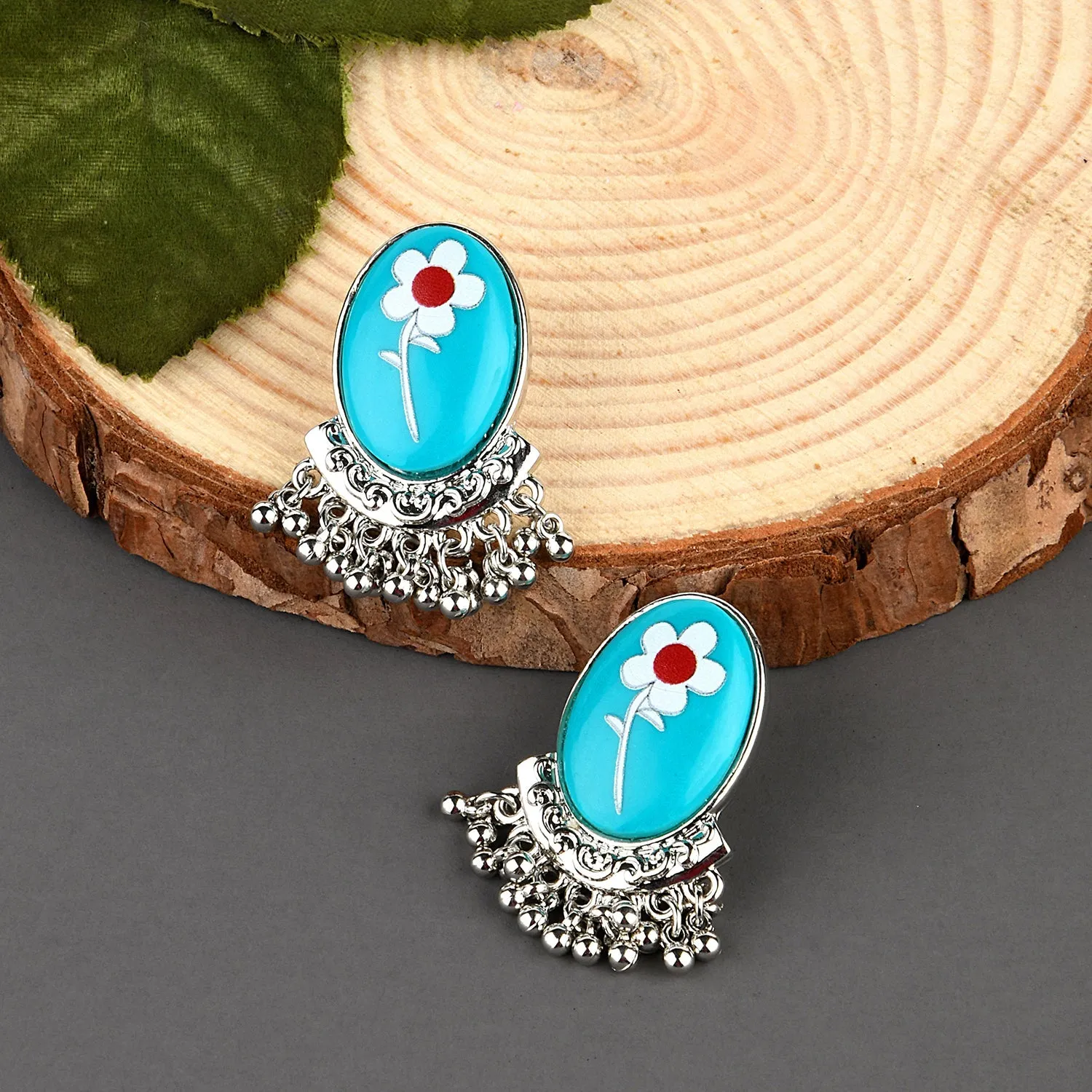 Accessorize London Women's Turquoise Flower Tops Earring