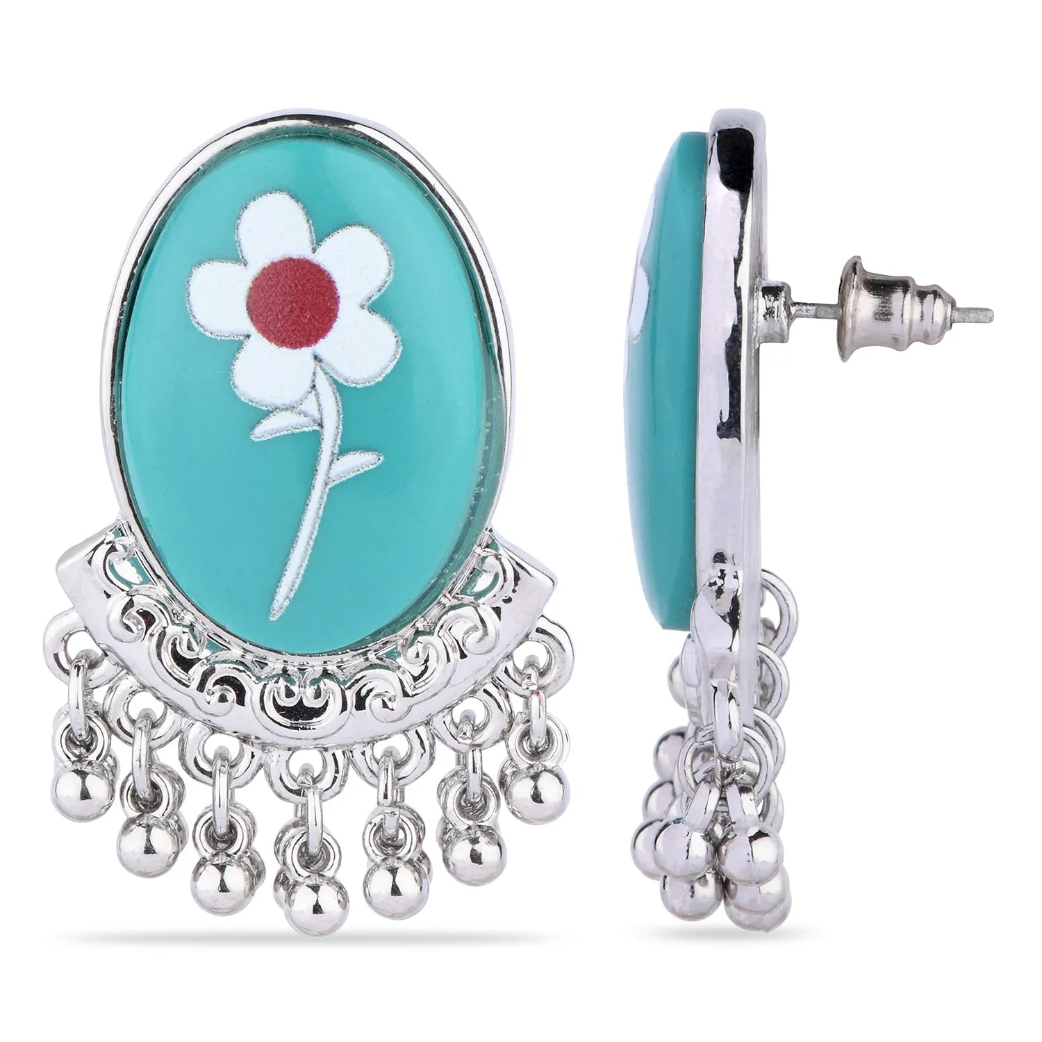 Accessorize London Women's Turquoise Flower Tops Earring