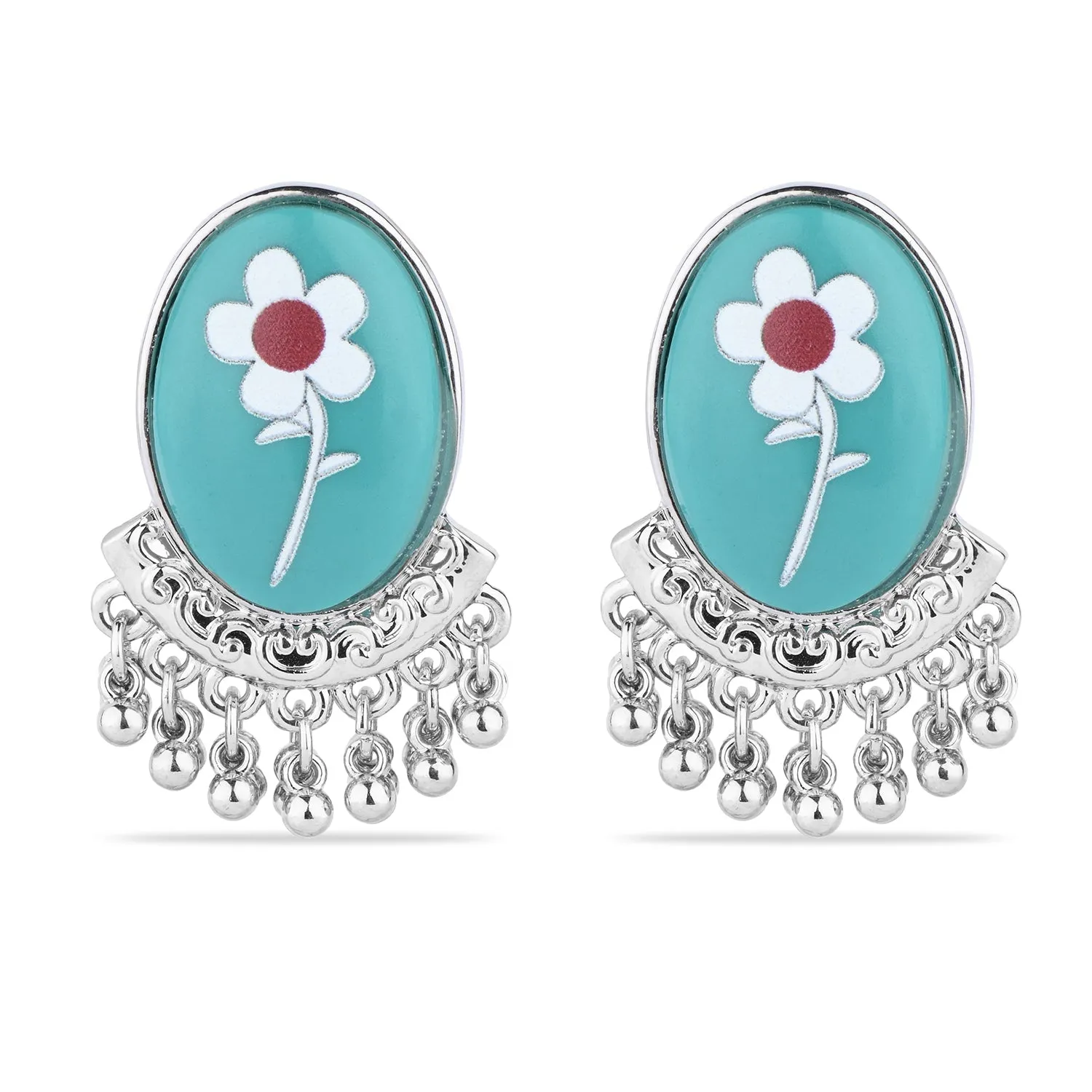 Accessorize London Women's Turquoise Flower Tops Earring