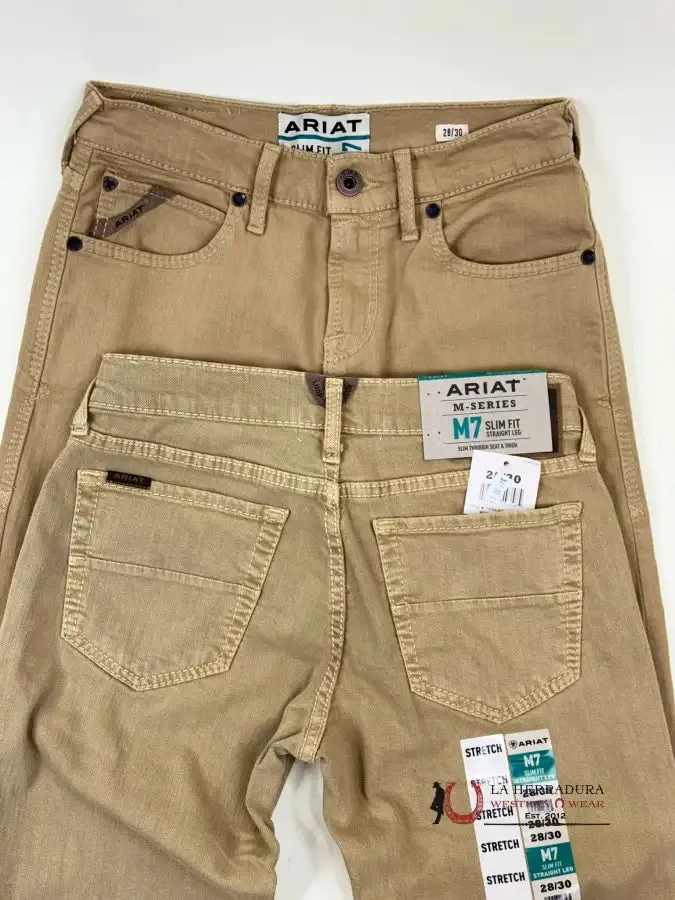 ARIAT MENS JEANS DARK KHAKI M7 SLIM FIT STRAIGHT LEG