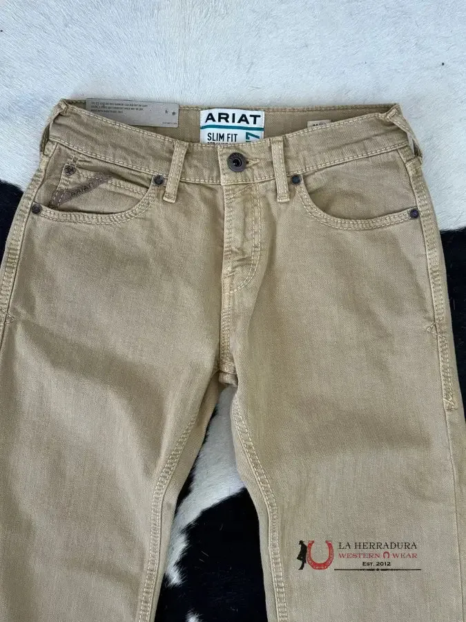 ARIAT MENS JEANS DARK KHAKI M7 SLIM FIT STRAIGHT LEG