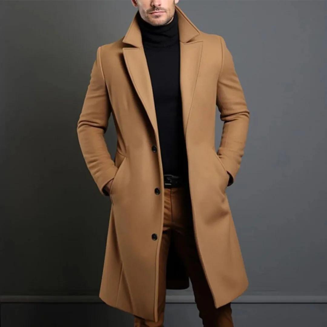 Autumn / winter Long Trench Coat For Men