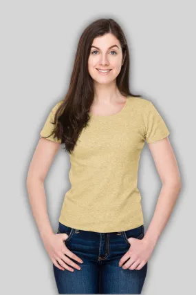 Beige Scoop Neck T-shirt for women