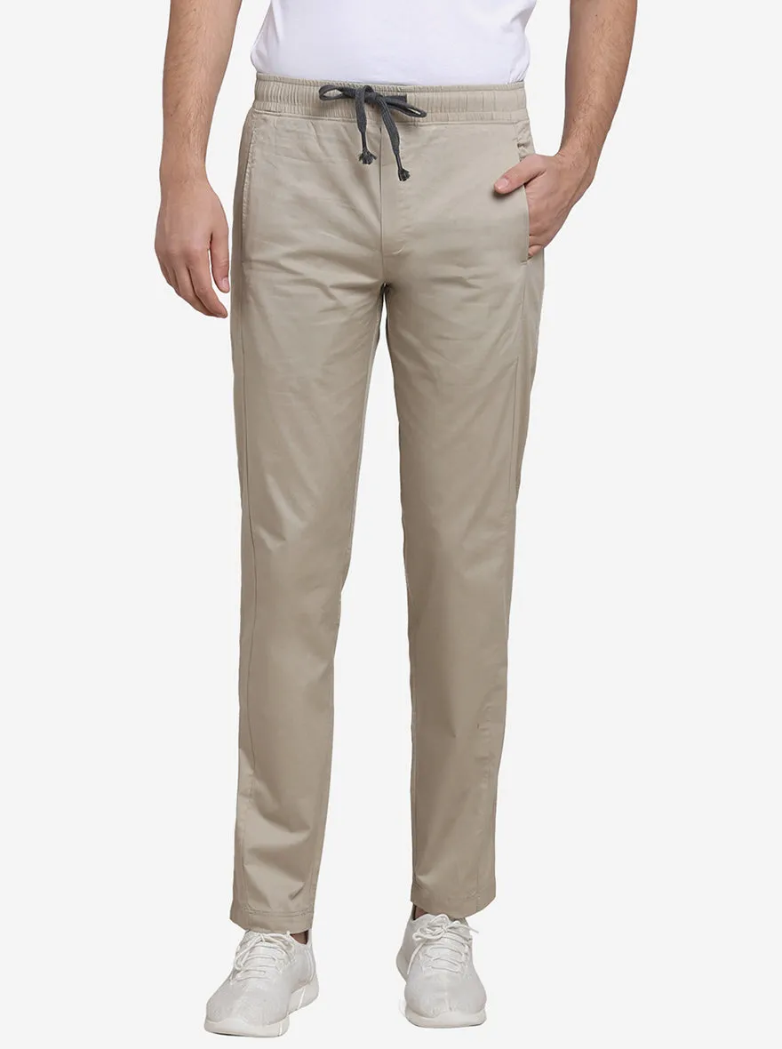 Beige Solid Regular Fit Track Pants  | JadeBlue