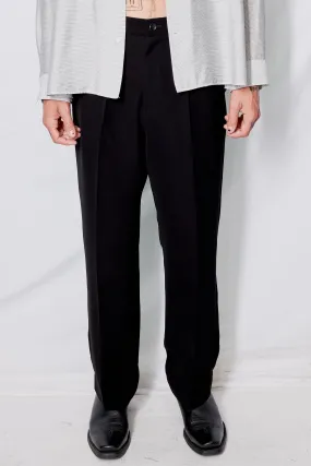 Black Wide Tapered Easy Slacks