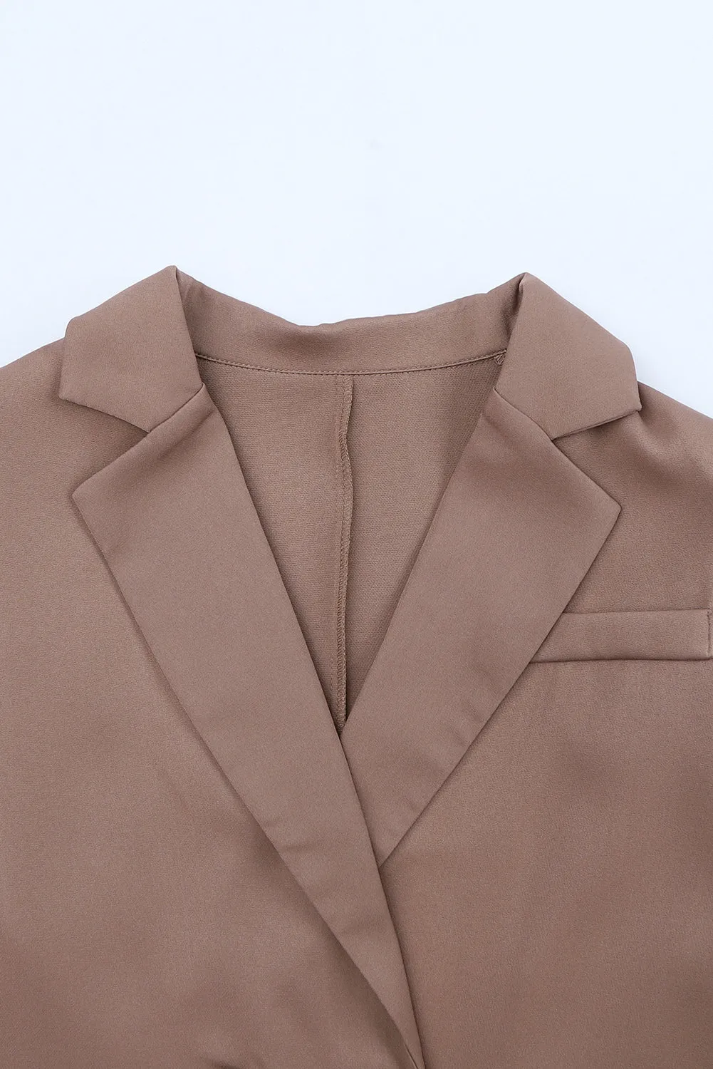 Brown Lapel Neckline Double Breasted Pocketed Blazer