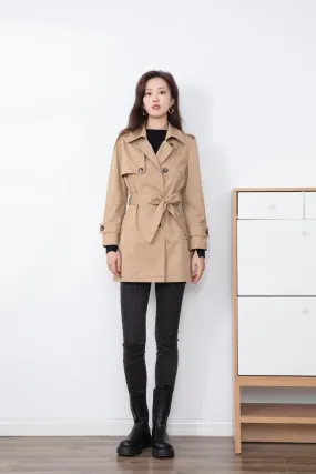 Camel Women Belted Classic Trench Coat