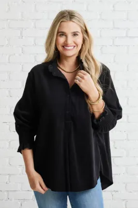 Caryn Lawn Kimberly Corduroy Top Black