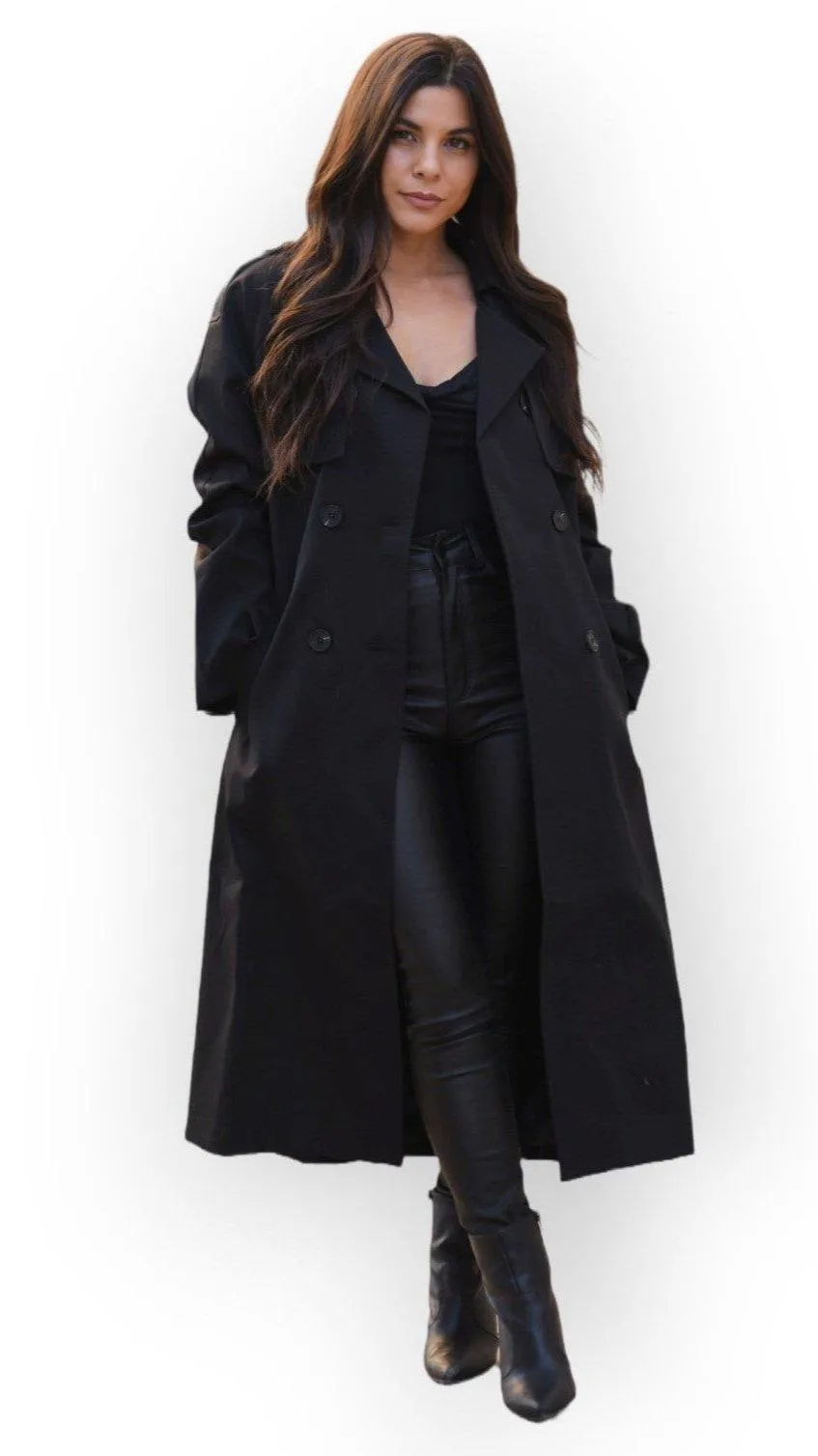 Classic Luxury Trench Coat - Black