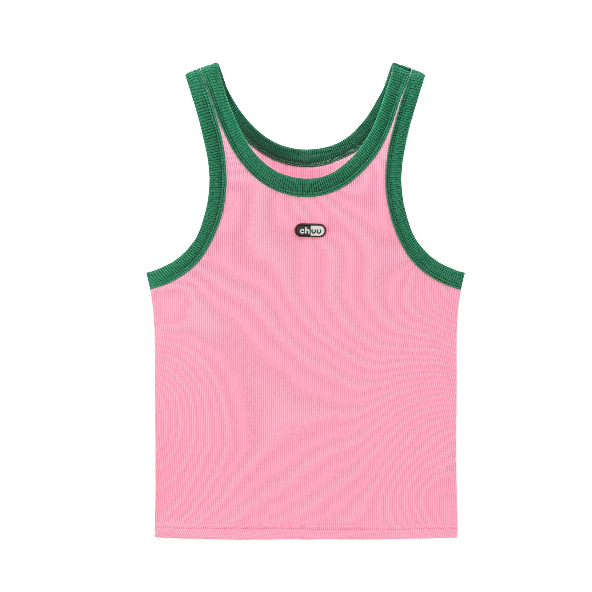 Color Matching Simple Logo Sleeveless Top