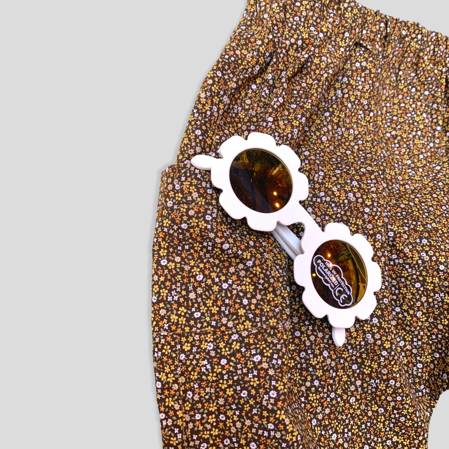 Cotton Golden Brown and Yellow Petite Fleur Harem Pants for Babies and Kids