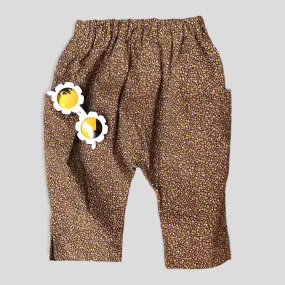 Cotton Golden Brown and Yellow Petite Fleur Harem Pants for Babies and Kids