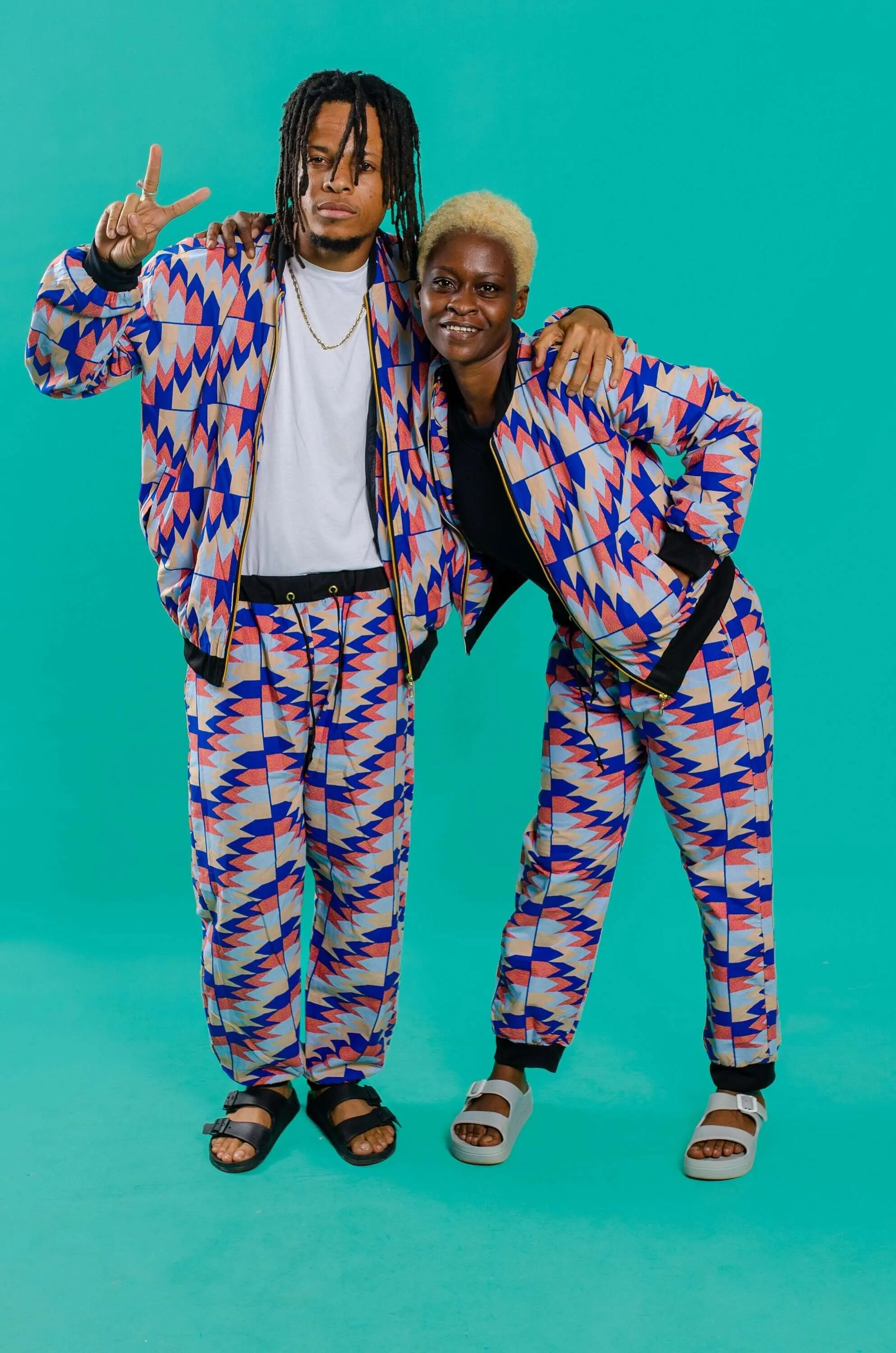 Cream Tea Kente Tracksuit Trousers