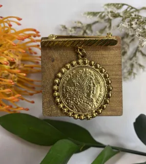 Detailed Gold Roman Coin Brooch