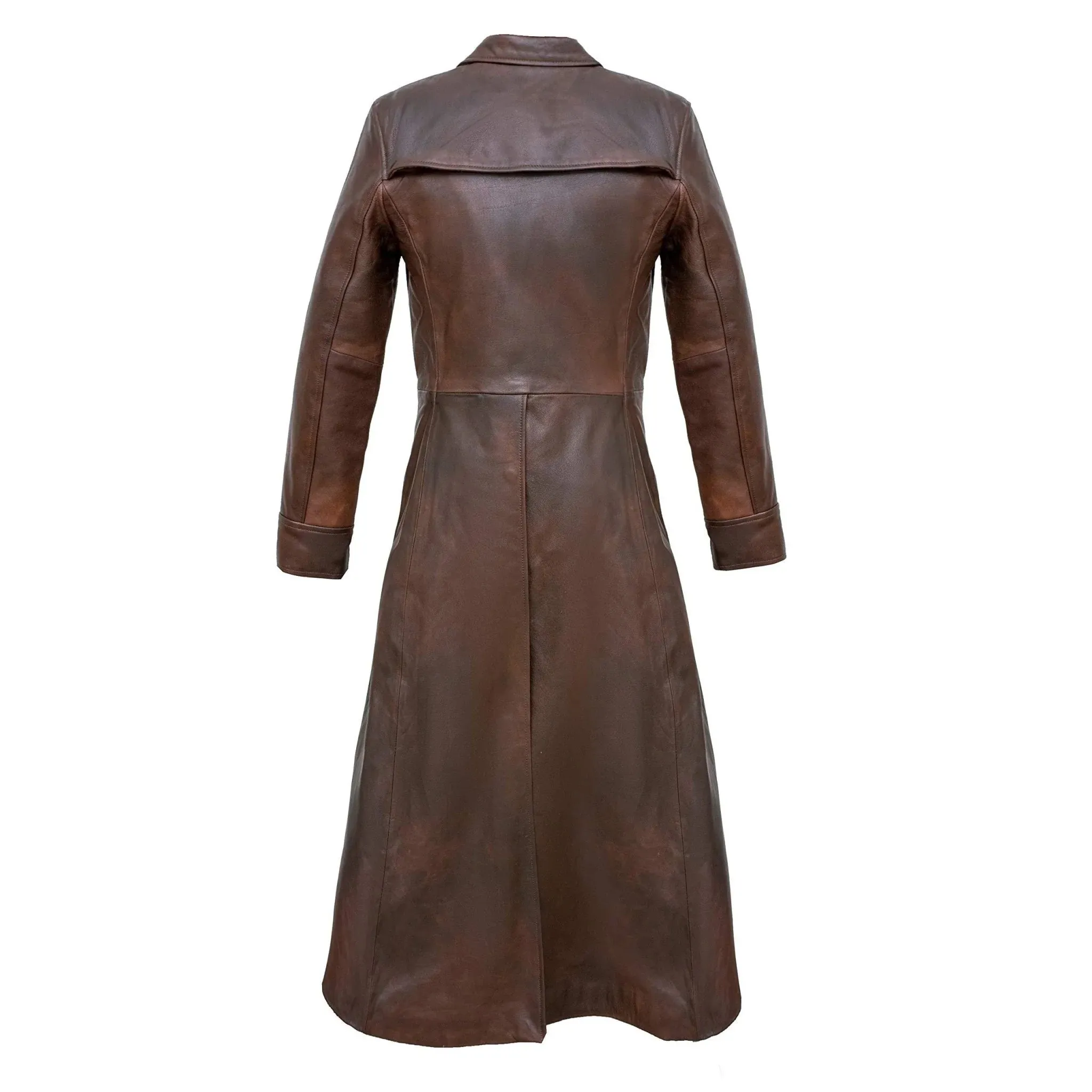 Detective Neo Matrix Black & Brown Gothic Style Men’s Leather Trench Long Coat