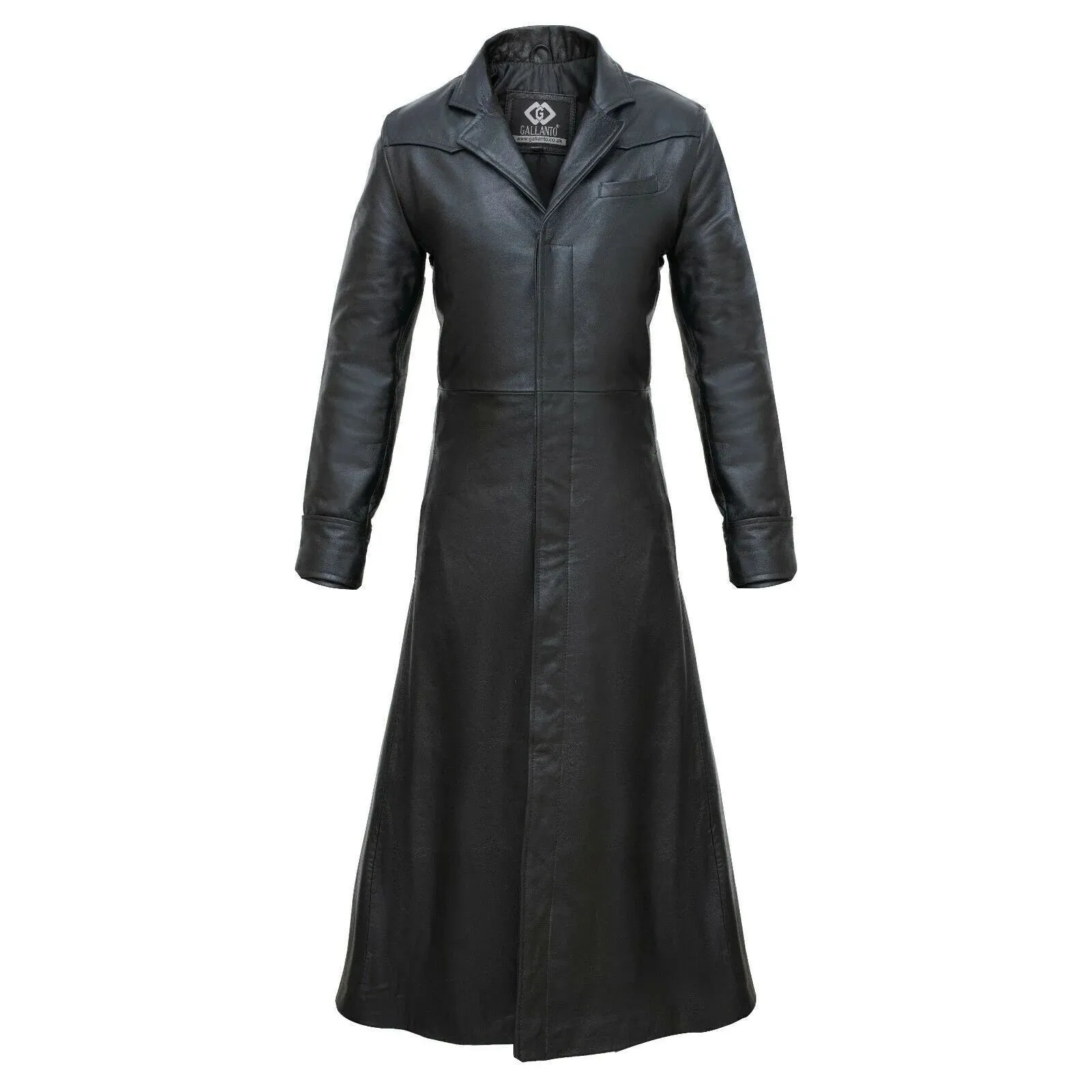 Detective Neo Matrix Black & Brown Gothic Style Men’s Leather Trench Long Coat