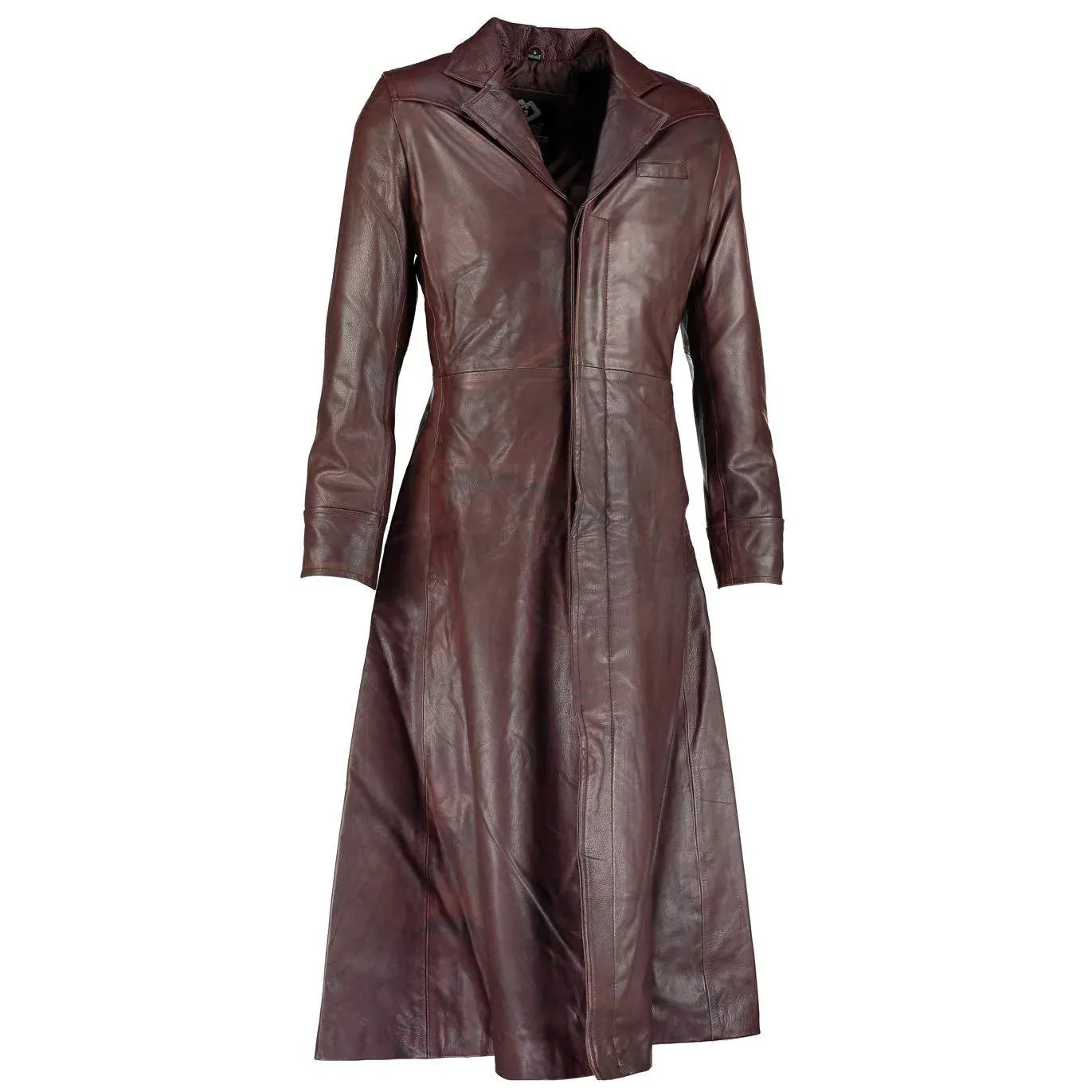 Detective Neo Matrix Black & Brown Gothic Style Men’s Leather Trench Long Coat