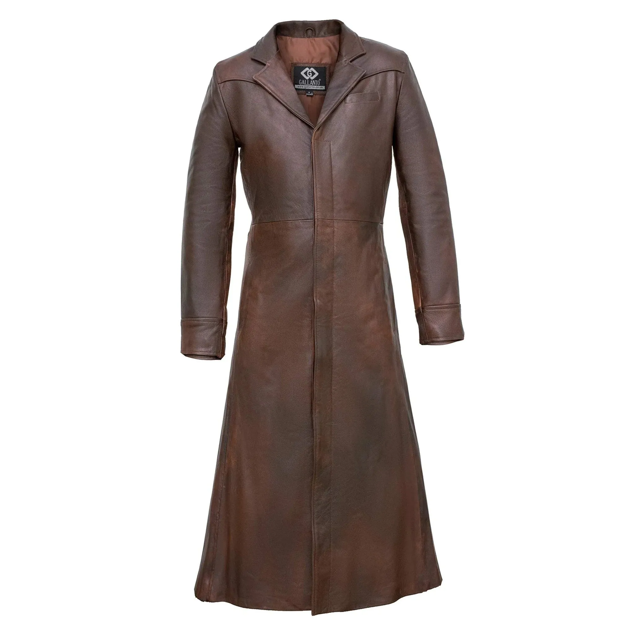 Detective Neo Matrix Black & Brown Gothic Style Men’s Leather Trench Long Coat