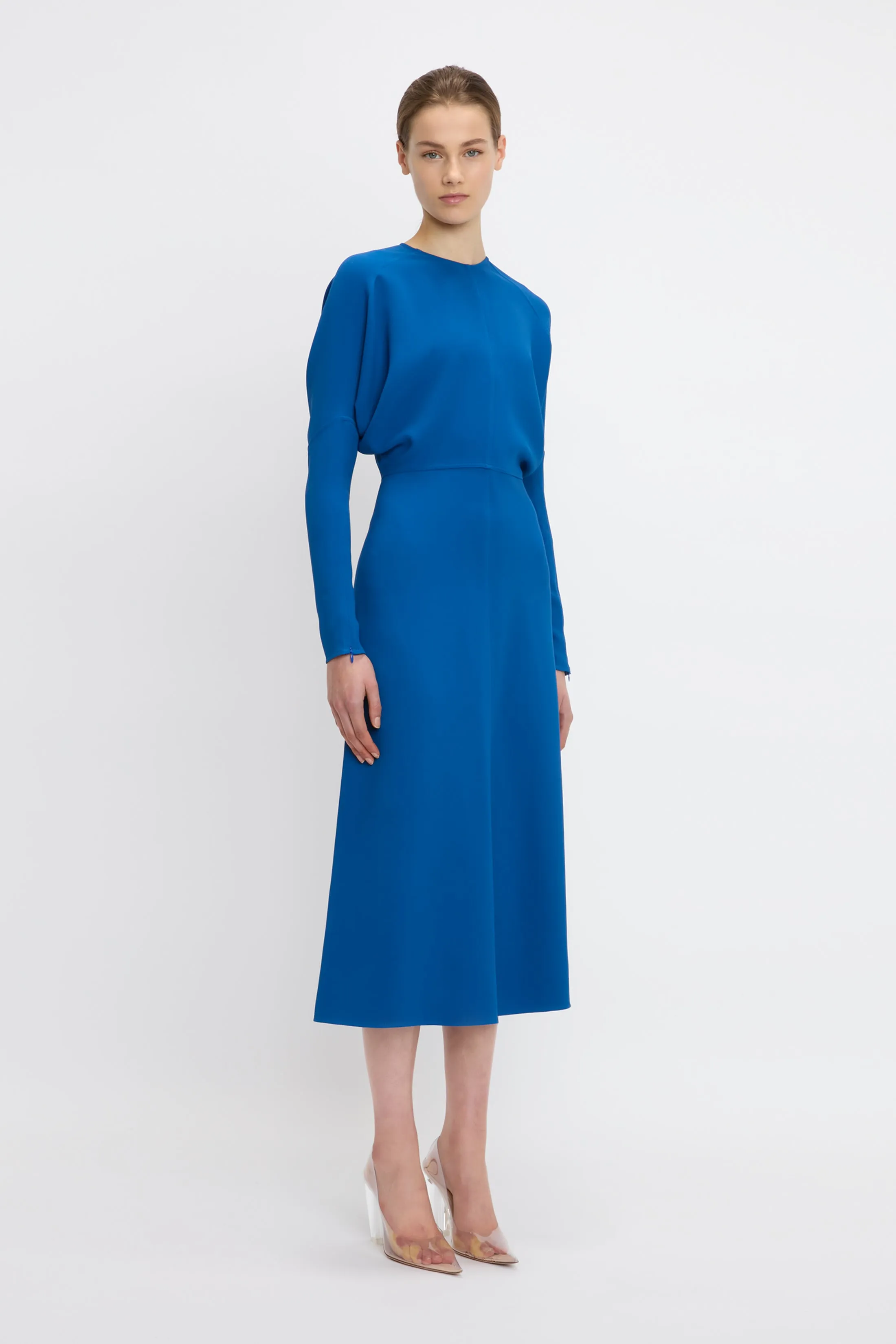 Dolman Midi Dress In Sapphire Blue