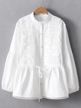 Elegant Women Embroidery Long Sleeve Blouses