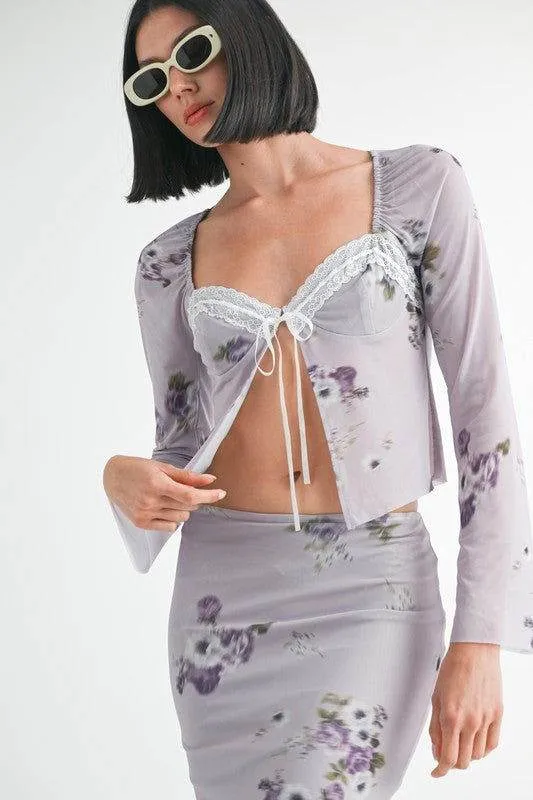 Emory Park Fly Away Floral Top With Lace