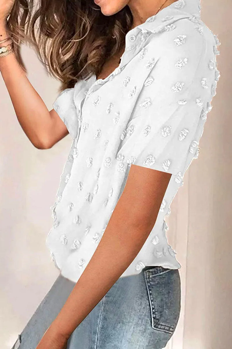 Fashion Elegant Solid Turndown Collar Tops(5 Colors)