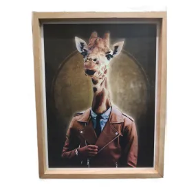 Framed Giraffe in a Trench Coat Wall Art