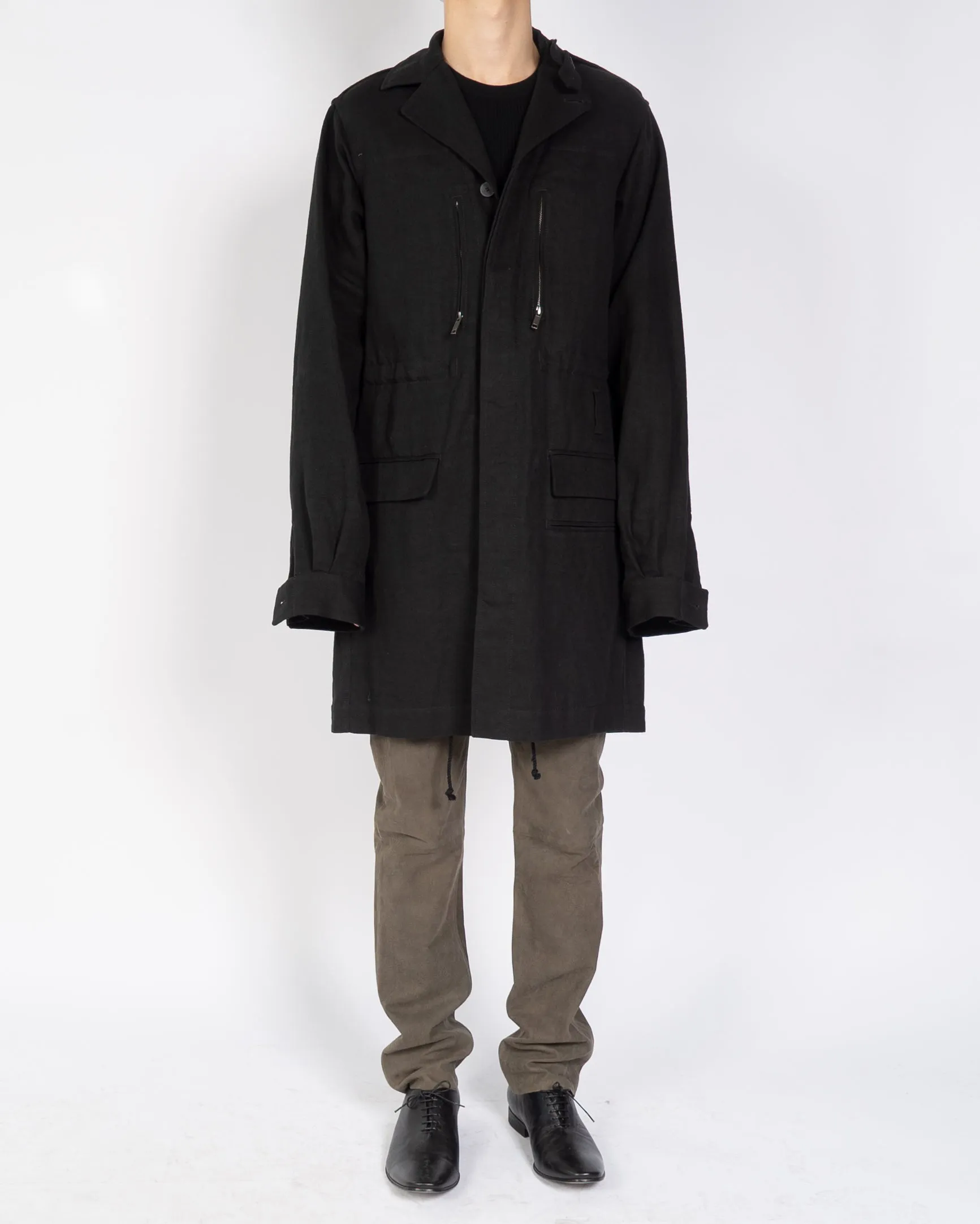 FW16 Black Cotton Workwear Coat