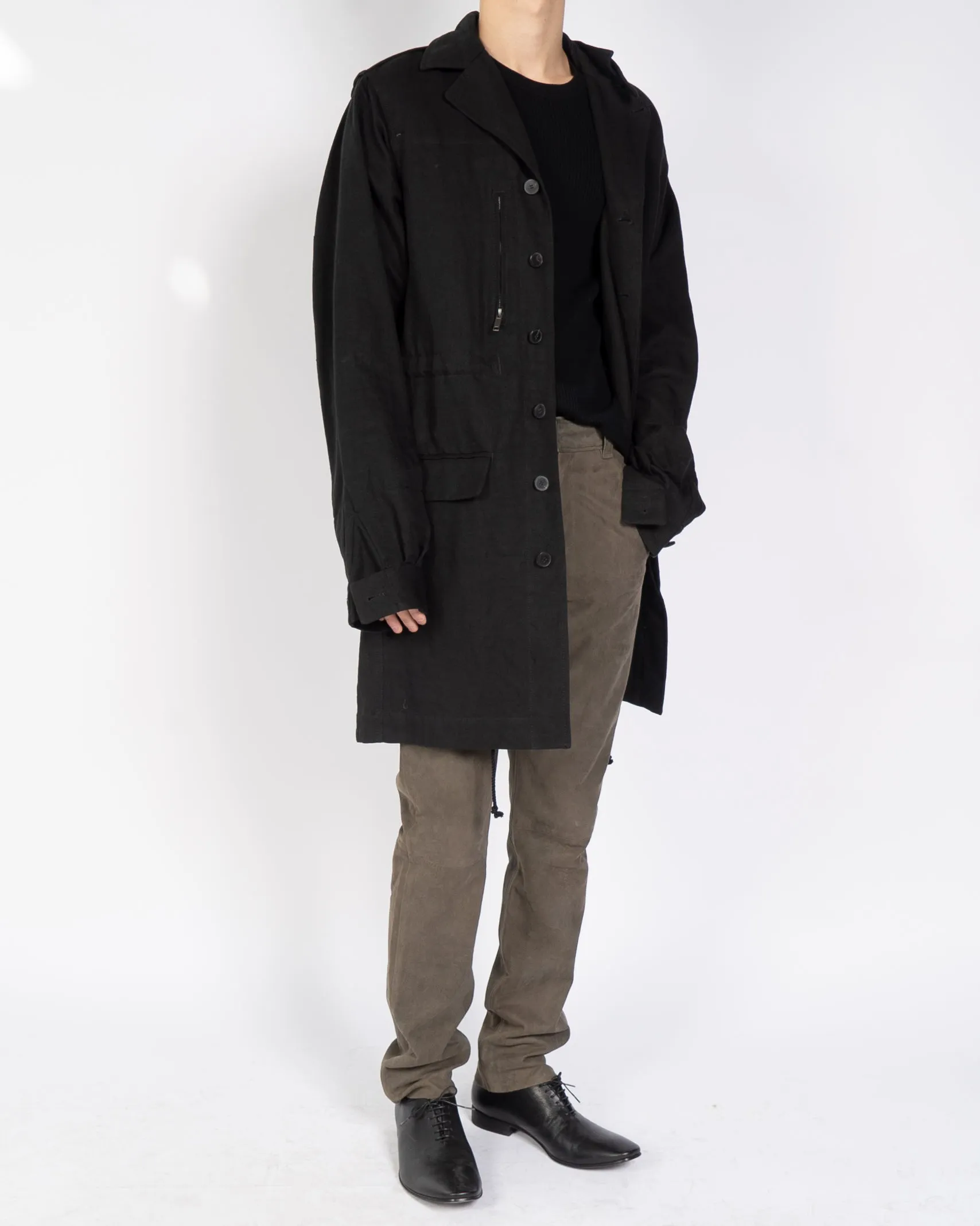 FW16 Black Cotton Workwear Coat