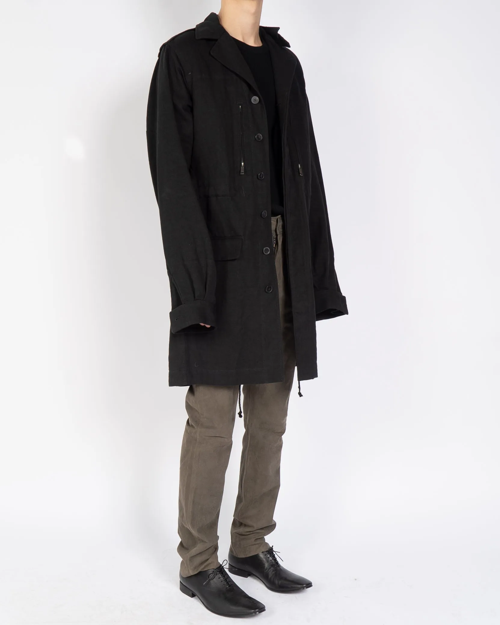 FW16 Black Cotton Workwear Coat