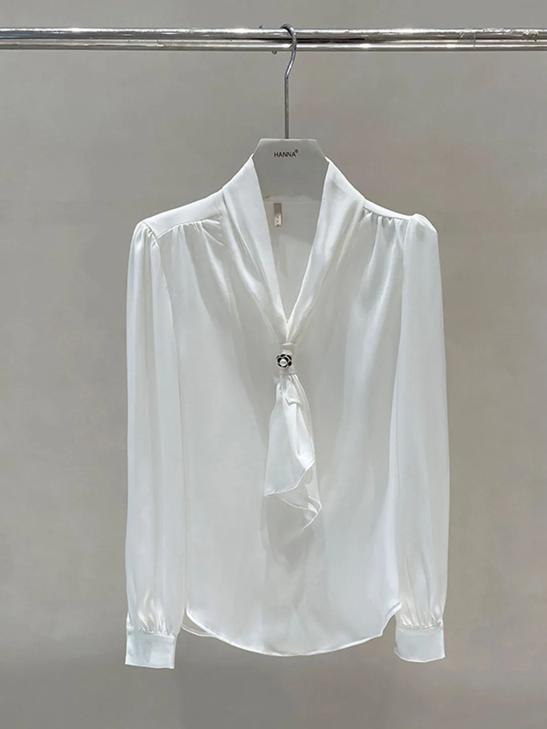 Gail Freda French Style Elegant Streamer Chiffon Shirt