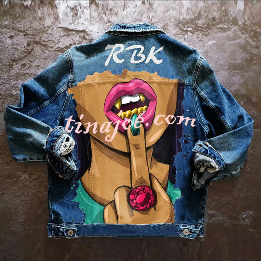 Halloween Print Long Sleeve Denim Jacket