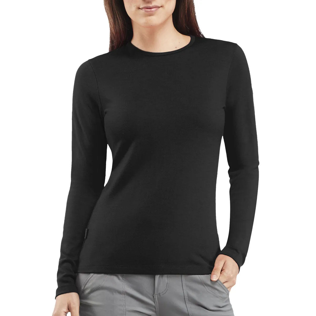 Icebreaker Women's Black Tech Top Long Sleeve Crewe