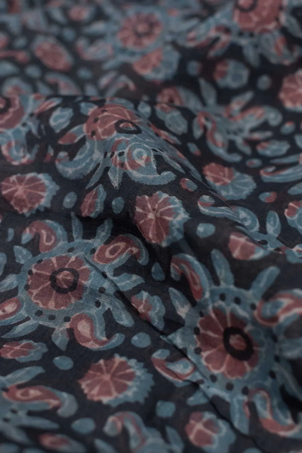 Intricate Floral Pattern Dabu Cotton Fabric