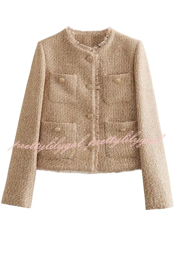 Joy To The World Tweed Metal Button Pocket Jacket