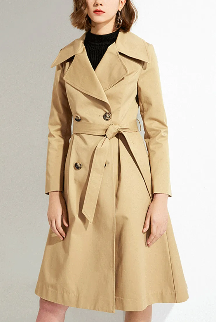 Khaki Lapel Thin Trench Coat