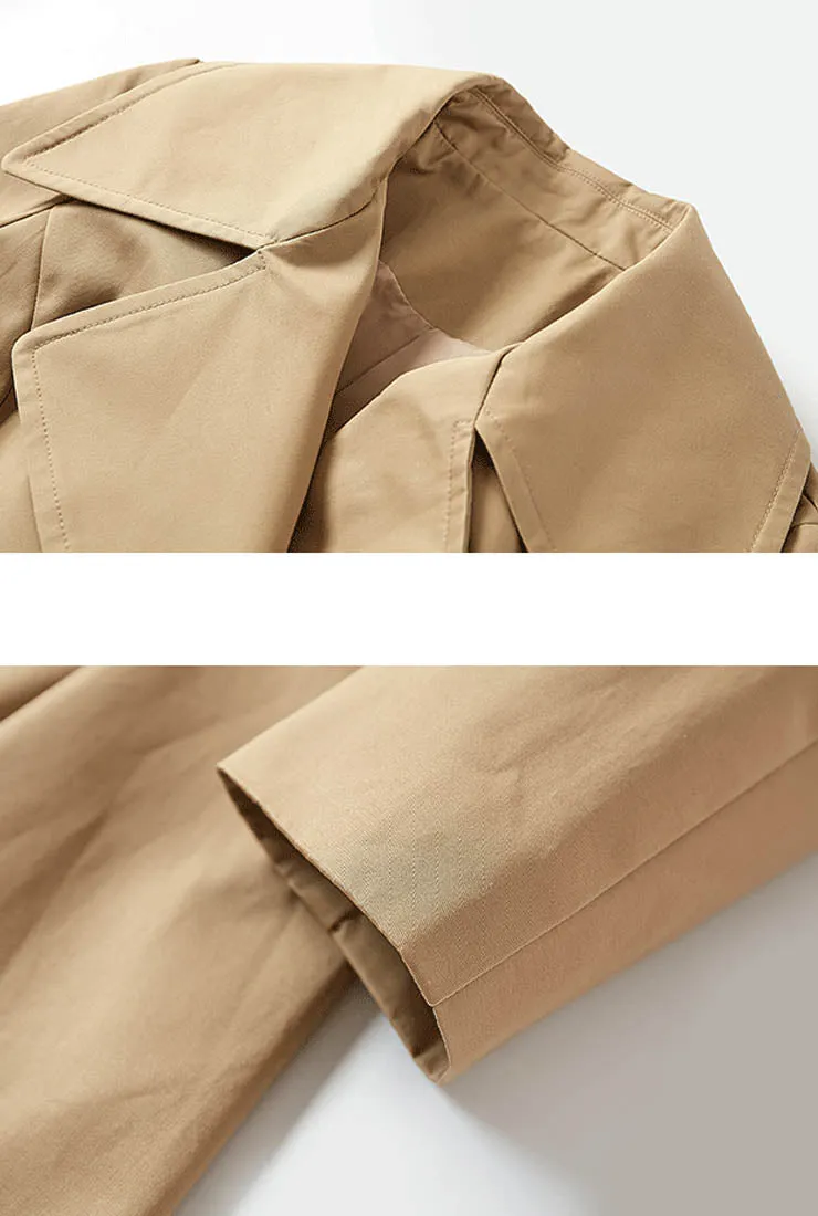 Khaki Lapel Thin Trench Coat