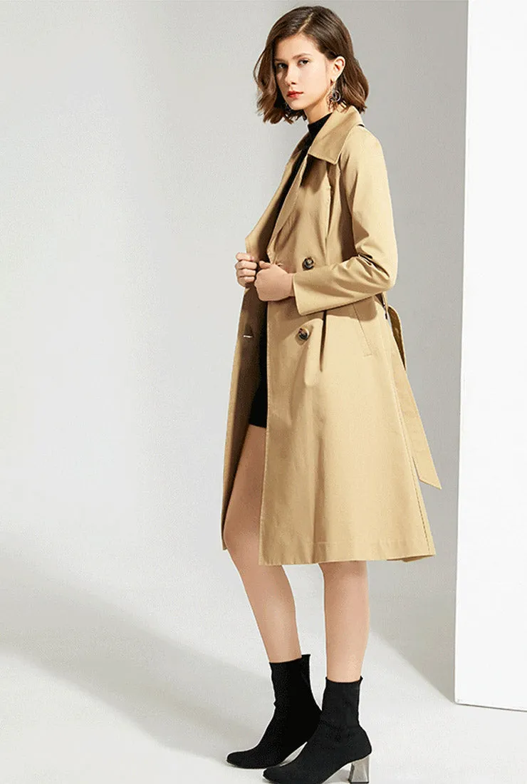 Khaki Lapel Thin Trench Coat