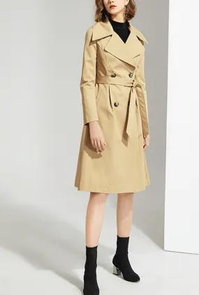 Khaki Lapel Thin Trench Coat