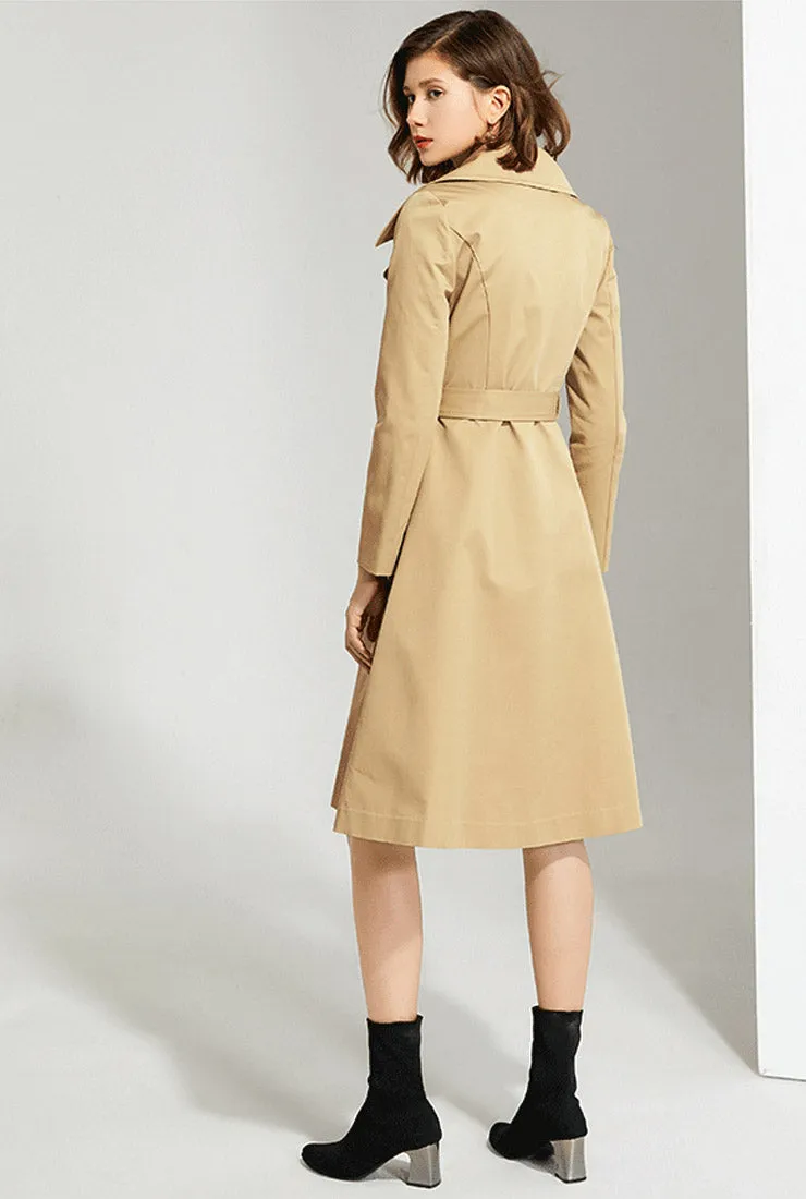 Khaki Lapel Thin Trench Coat