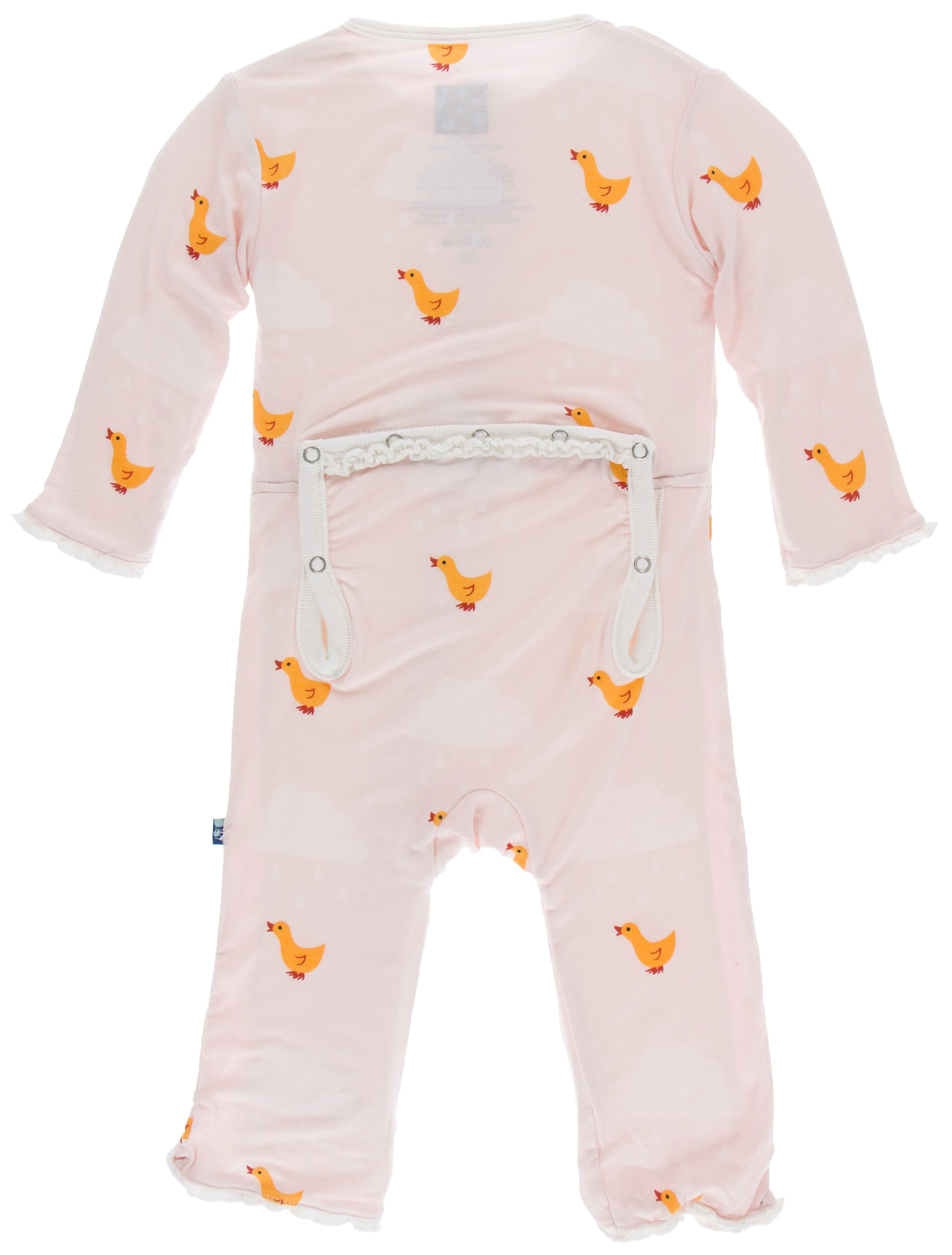 KicKee Pants Macaroon Puddle Duck Muffin Ruffle Coverall with Zipper