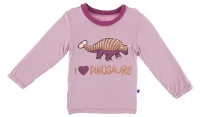 KicKee Pants Sweet Pea I Love Dinosaurs L/S Piece Print Easy Fit Crew Neck Tee