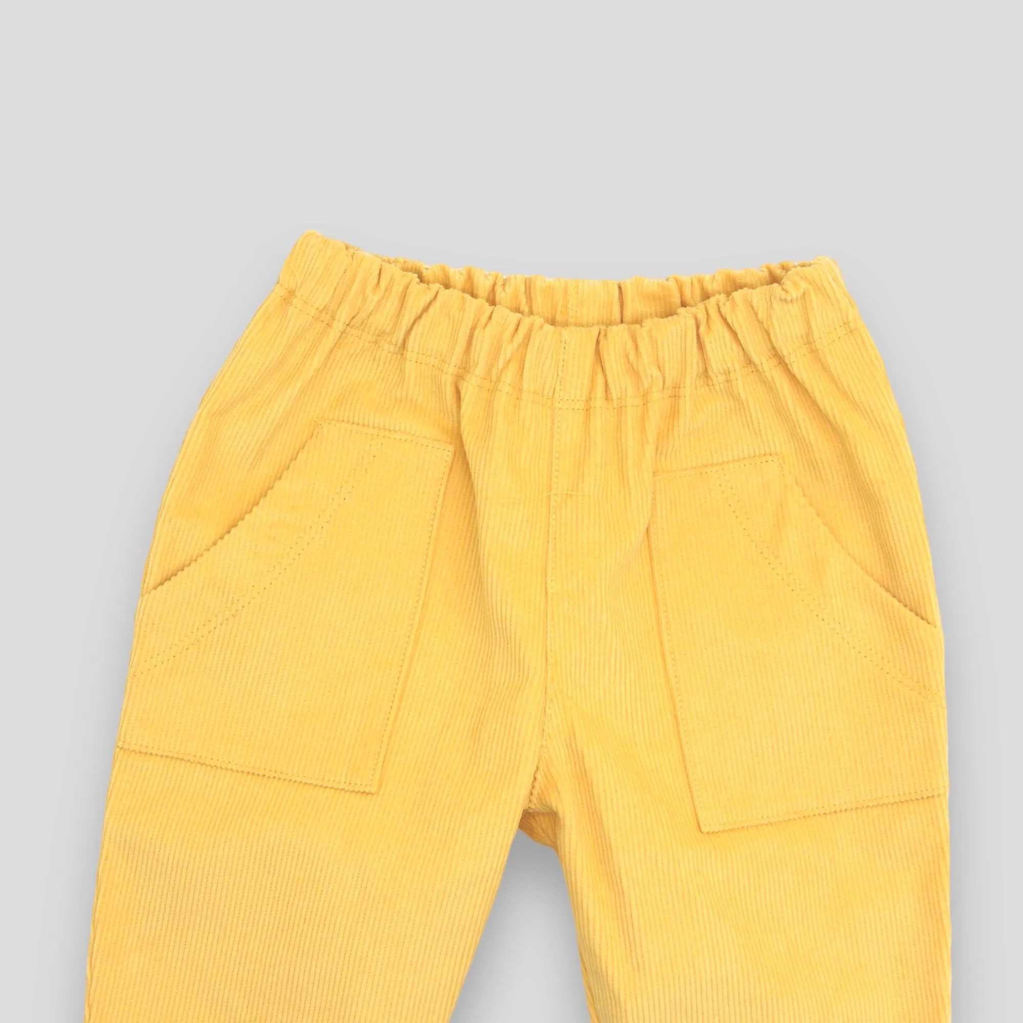 Kids' and Baby Cotton Corduroy Pants - Buttercup Yellow with Front Pocket