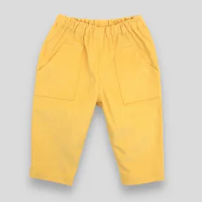 Kids' and Baby Cotton Corduroy Pants - Buttercup Yellow with Front Pocket