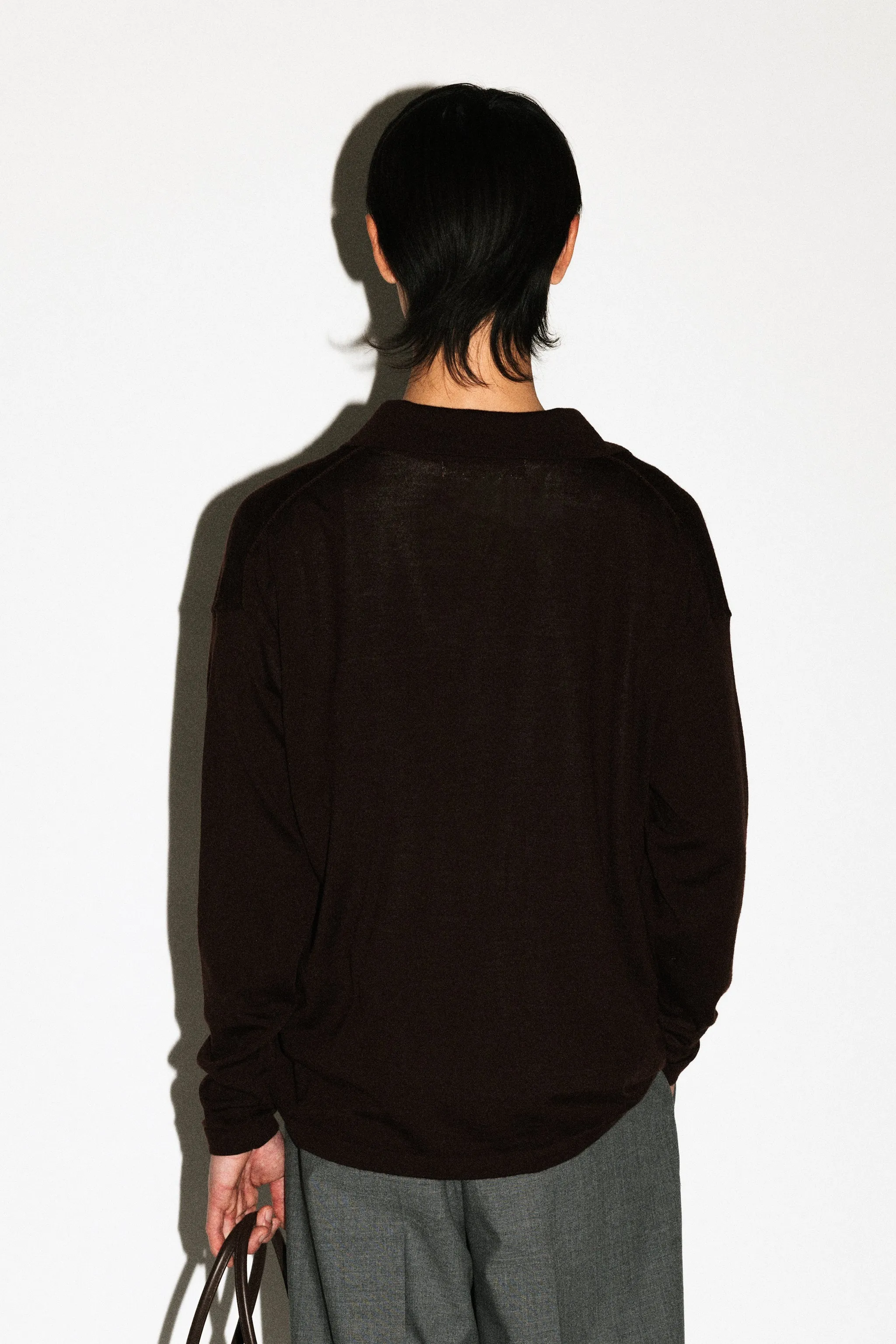 Lakeview Long Sleeve Merino Polo  |  Chocolate Brown