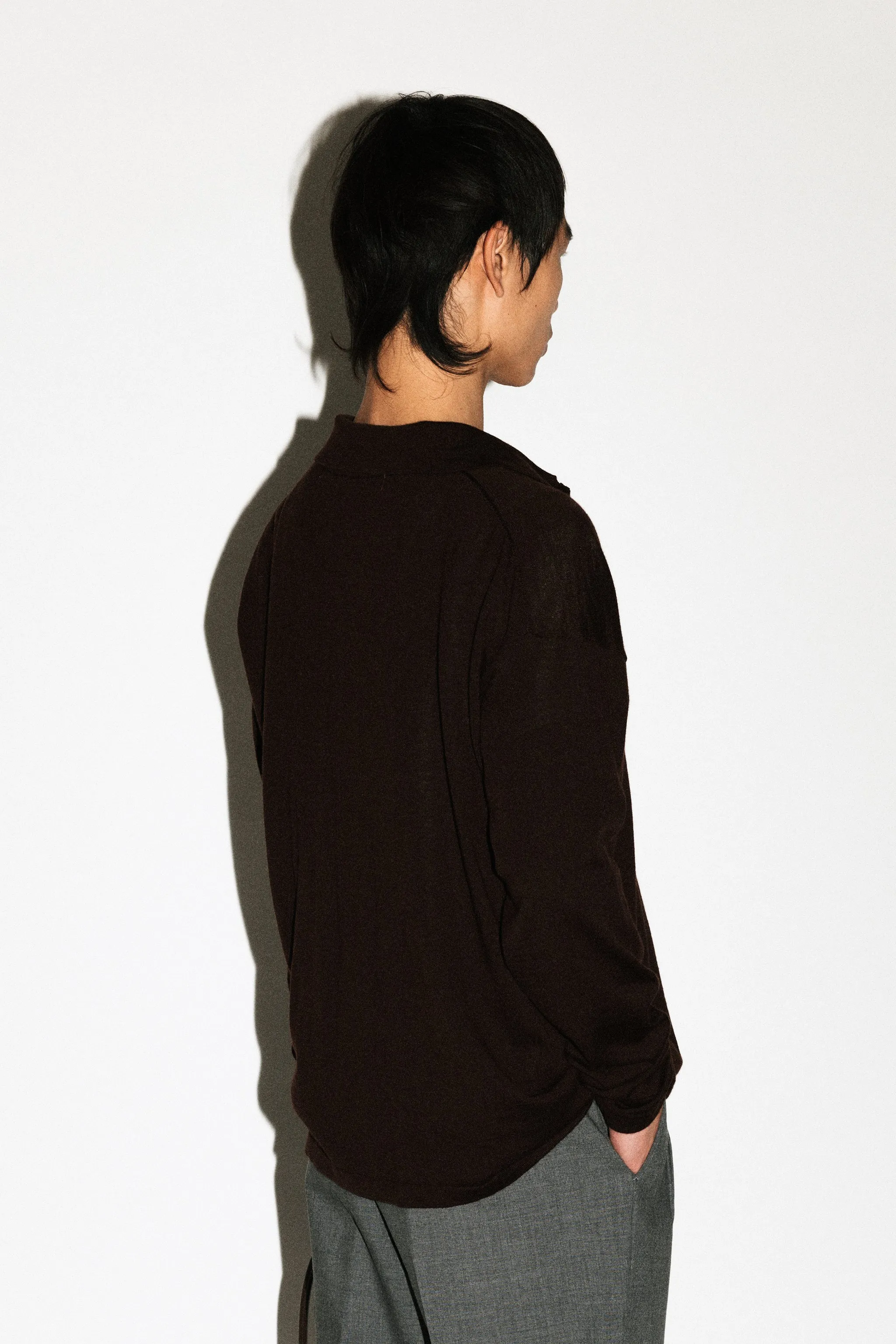 Lakeview Long Sleeve Merino Polo  |  Chocolate Brown