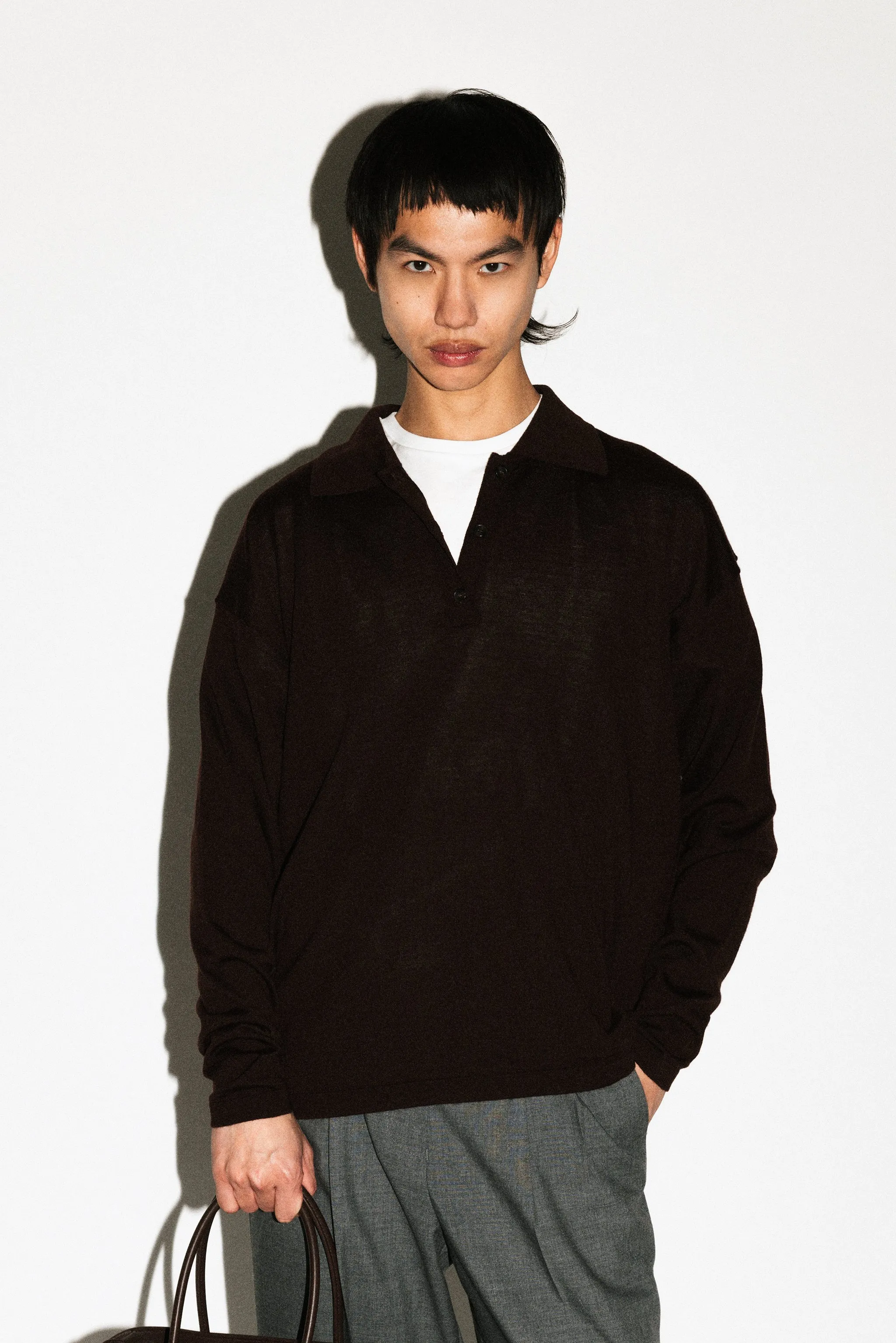 Lakeview Long Sleeve Merino Polo  |  Chocolate Brown