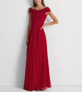 LAUREN RALPH LAUREN Off-the-Shoulder Chiffon Gown