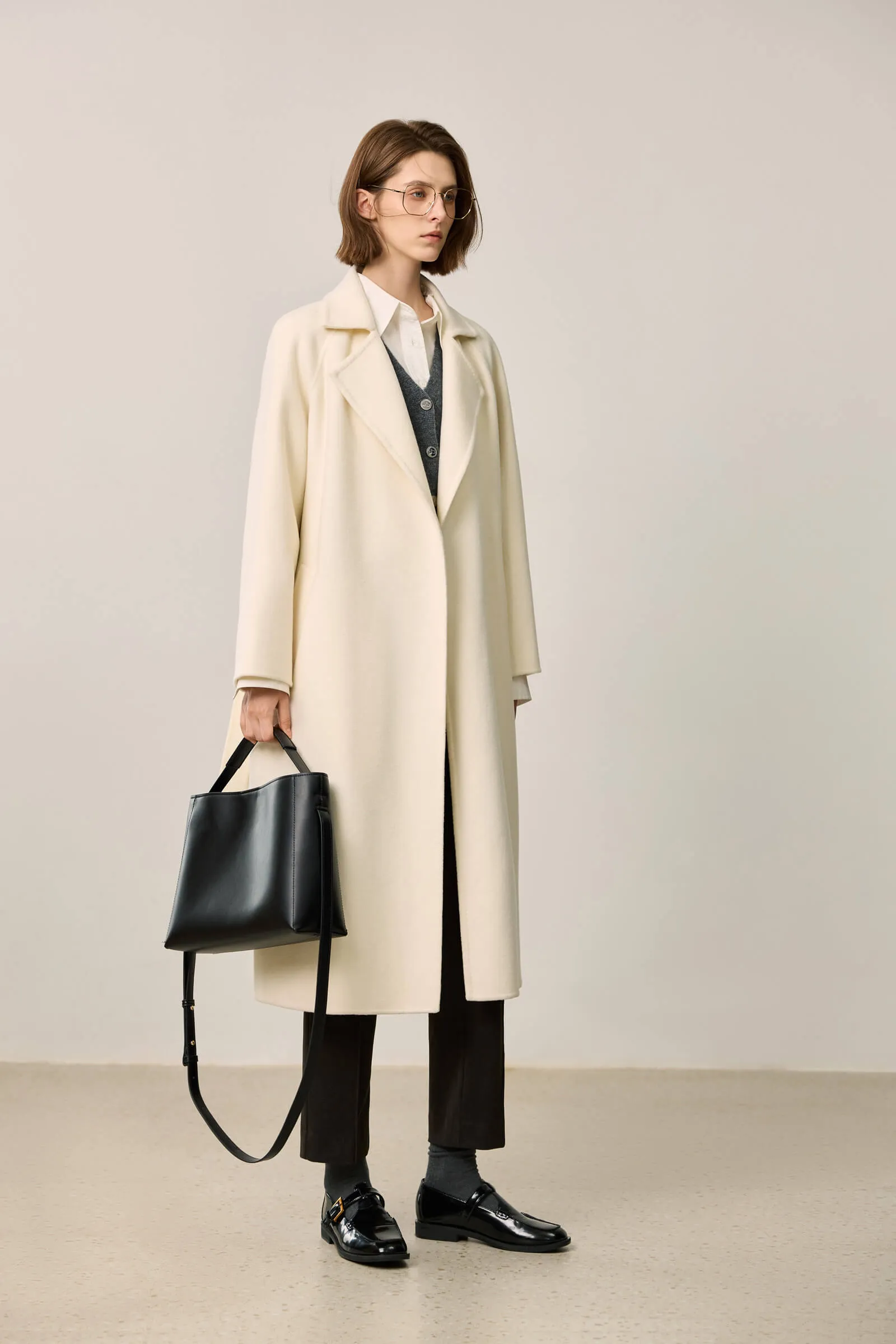 LILY Minimalist Lambswool Cashmere Blend Wool Coat