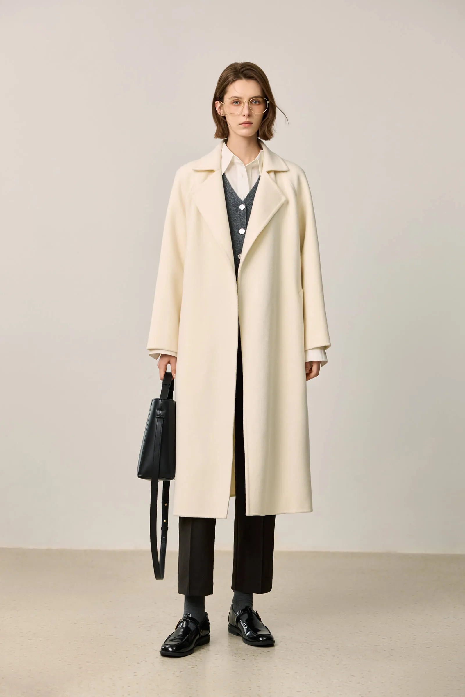 LILY Minimalist Lambswool Cashmere Blend Wool Coat